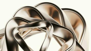 Metallic golden curve geometry background, 3d rendering. video