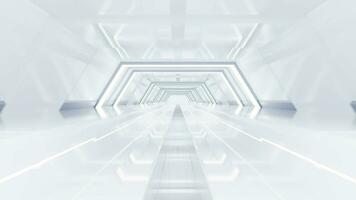 branco esvaziar túnel, futurista túnel, 3d Renderização. video
