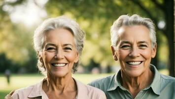 Ai generative Portrait of diversity people background, world smile day banner with copy space text photo