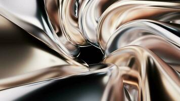 Metallic golden curve geometry background, 3d rendering. video