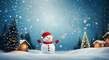 Ai generative Happy Christmas background with gifts, decorations, christmas tree, festive banner with copy space text photo