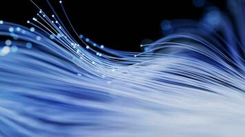 Flowing neon curve lines background, 3d rendering. video