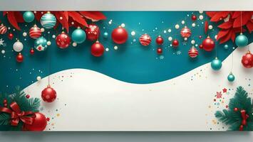 Ai generative Colorful festive card design, Christmas background, new year banner with copy space text photo