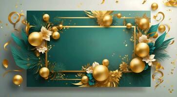 Ai generative Colorful festive card design, Christmas background, new year banner with copy space text photo