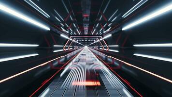 Dark tunnel with technology structure, 3d rendering. video