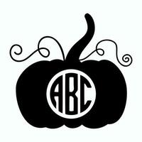 Black pumpkin monogram frame. Pumpkin silhouette. Vector illustration