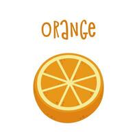 Orange fruit slice logo. Cartoon hand drawn vector illustration