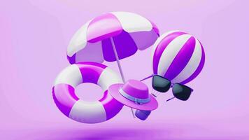 Loop animation of beach umbrellas and resort theme, 3d rendering. video