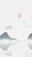 chino estilo tinta pintura montañas. video