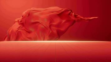 Flowing red cloth background, 3d rendering. video