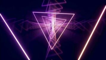 Loop animation in glowing neon lines tunnel, 3d rendering. video