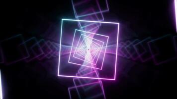 Loop animation in glowing neon lines tunnel, 3d rendering. video