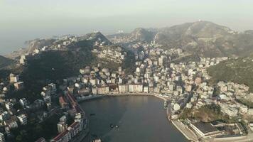 Seaside port with residental houses around, in Taizhou, Zhejiang. video