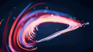 Flowing curves with glowing neon lines, 3d rendering. video