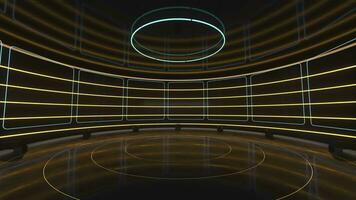 Loop rotation of creative round room, empty presentation room, 3d rendering. video