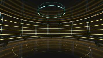 Loop rotation of creative round room, empty presentation room, 3d rendering. video