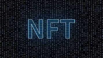 NFT nonfungible tokens concept with dark background, 3d rendering. video