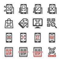 qr escanear icono conjunto, vector y ilustración