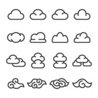 nube línea icono conjunto, vector y ilustración