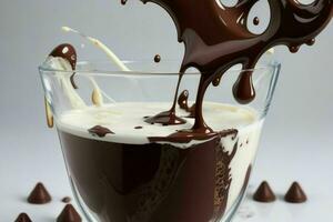 splash milk and chocolate. AI Generative Pro Photo