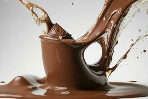 splash milk and chocolate. AI Generative Pro Photo