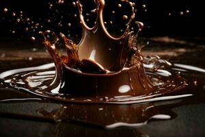 Chocolate splash. AI Generative Pro Photo