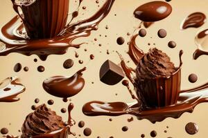 Chocolate splash. AI Generative Pro Photo