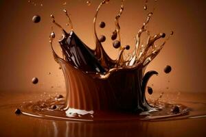 Chocolate splash. AI Generative Pro Photo