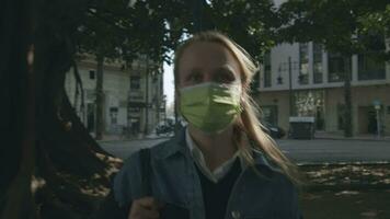 Coronavirus makes her wear mask during the walk video