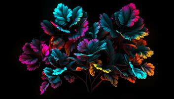 Vibrantly colored illustration of bunch of flowers - Generative AI photo