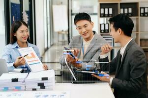Project manager working and update tasks with milestones progress planning and Gantt chart scheduling diagram.business tram working photo
