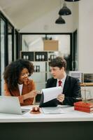 Business and Male lawyer or judge consult having team meeting with client, Law and Legal services concept.Customer service good cooperation in modern office photo