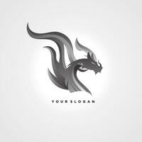 a black and white dragon logo design vector