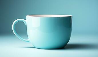 Blue cup of tea or coffee. AI generated photo