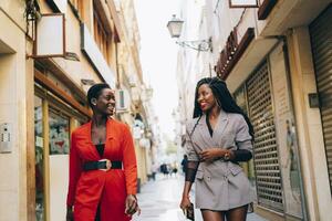 Two women in the city photo