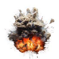 Explosion mit Rauch, Steine, und Hitze Lava auf transparent Hintergrund. generativ ai png