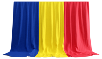 romênia bandeira cortina dentro 3d Renderização chamado bandeira do romênia png