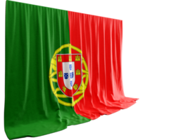 Portugal bandera cortina en 3d representación llamado bandera de Portugal png