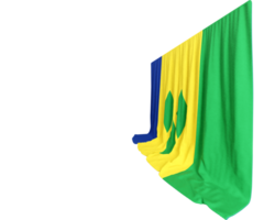 Heilige Vincent und das Grenadinen Flagge Vorhang im 3d Rendern namens Flagge von Heilige Vincent und das Grenadinen png