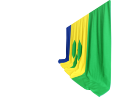 heilige vincent en de grenadines vlag gordijn in 3d renderen gebeld vlag van heilige vincent en de grenadines png