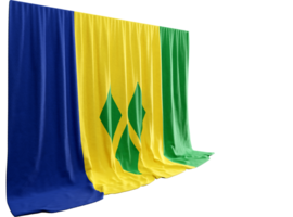 Saint Vincent and the Grenadines Flag Curtain in 3D Rendering called Flag of Saint Vincent and the Grenadines png
