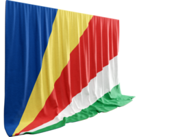 seychelles bandeira cortina dentro 3d Renderização chamado bandeira do seychelles png