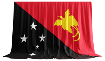 papua Novo Guiné bandeira cortina dentro 3d Renderização chamado bandeira do papua Novo Guiné png