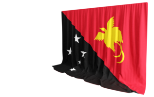 papua Novo Guiné bandeira cortina dentro 3d Renderização chamado bandeira do papua Novo Guiné png