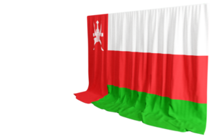 Oman drapeau rideau dans 3d le rendu appelé drapeau de Oman png