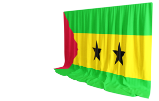Sao Tome and Principe Flag Curtain in 3D Rendering called Flag of Sao Tome and Principe png
