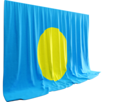Palau Flagge Vorhang im 3d Rendern namens Flagge von Palau png