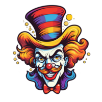 Cartoon Style Artistic Clown Joker Painting Drawing No Background Applicable to any Context Perfect for Print on Demand Merchandise AI Generative png
