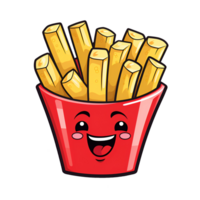 Cartoon Style French Fries No Background Applicable to Any Context Perfect for Print on Demand Merchandise AI Generative png