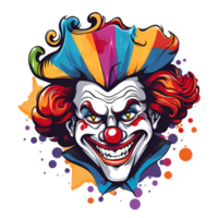 Cartoon Style Artistic Clown Joker Painting Drawing No Background Applicable to any Context Perfect for Print on Demand Merchandise AI Generative png